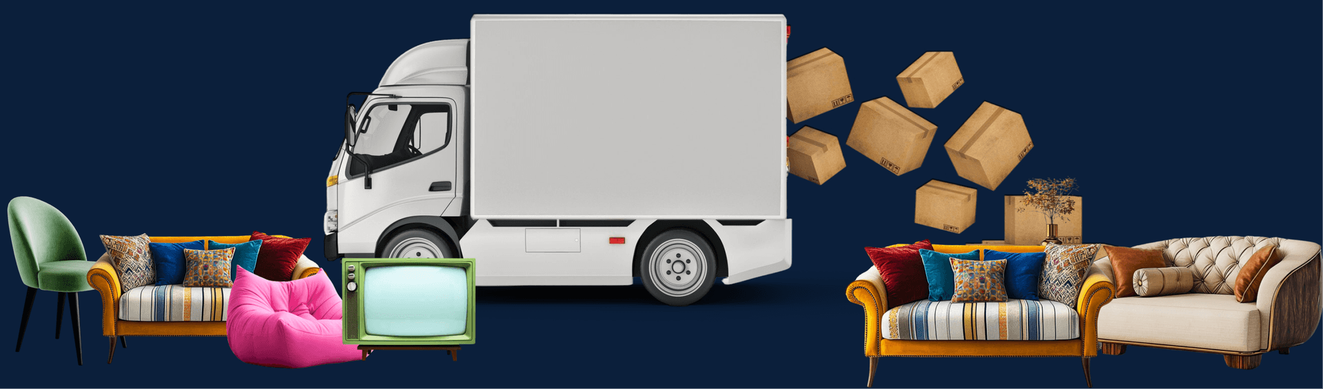Giant Van loading porters filling a self-drive van with furniture and boxes