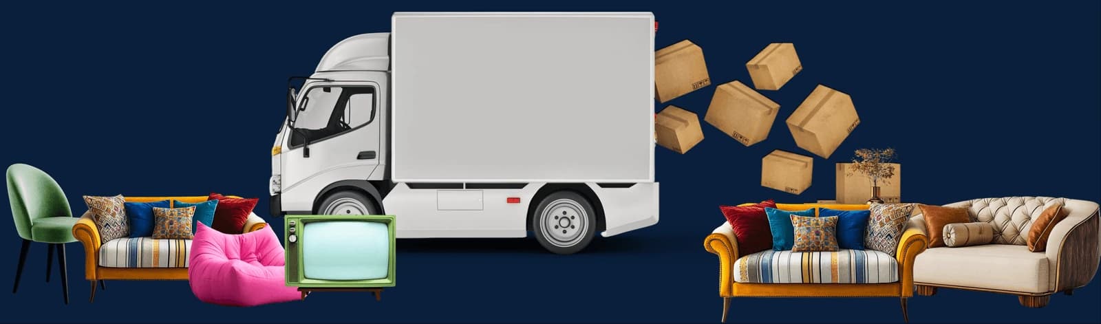 Giant Van loading porters filling a self-drive van with furniture and boxes