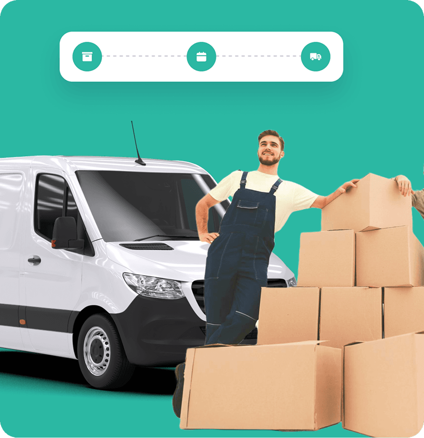 Giant Van mover loading boxes for a 2 bed house removal.