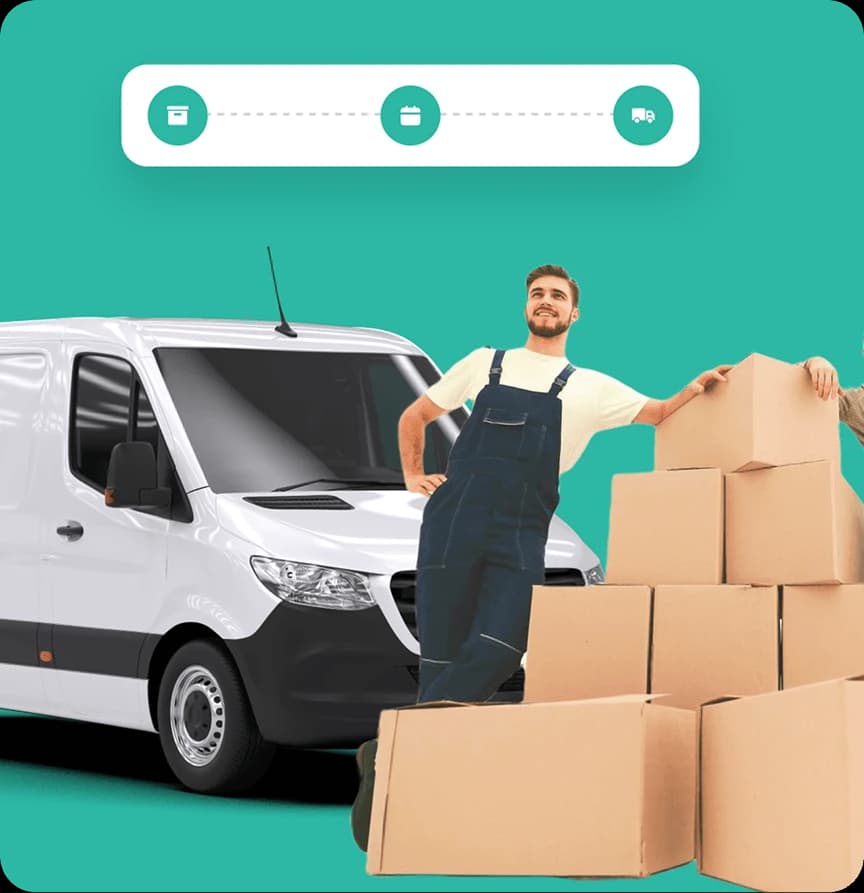 Giant Van mover loading boxes for a 2 bed house removal.