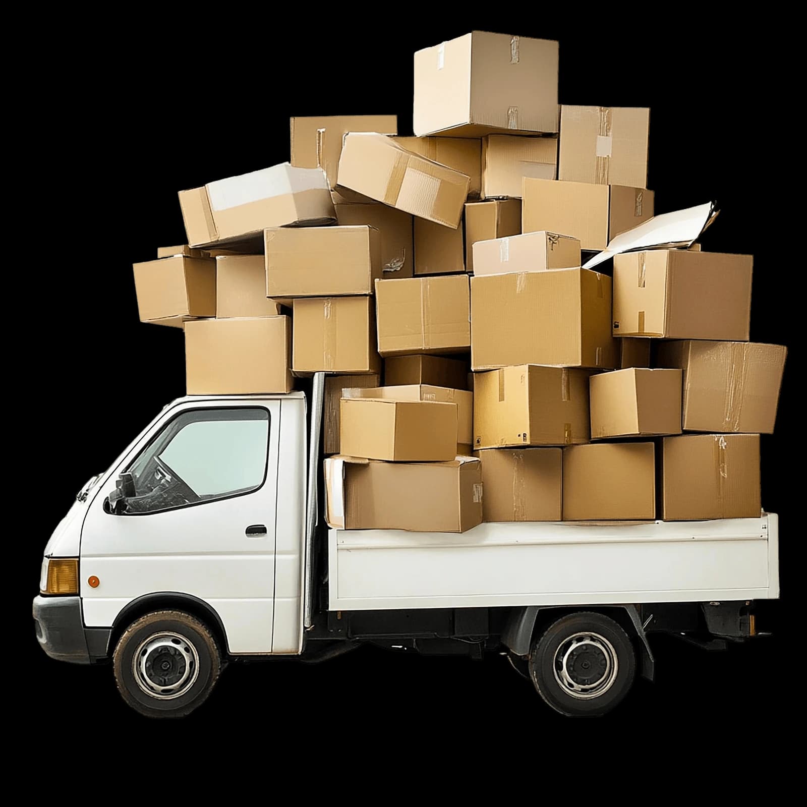 Moving van with boxes