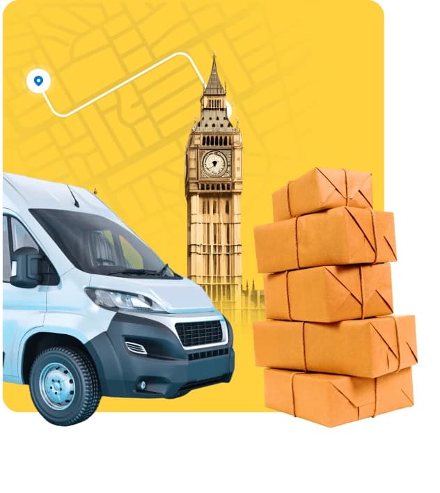 Transport van and route illustration