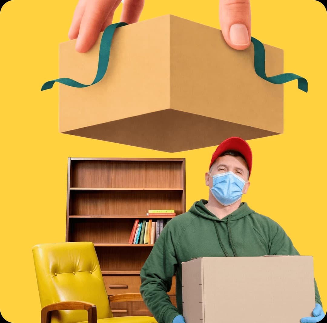 Giant Van team delivering a wardrobe to a UK home — ready to book your wardrobe delivery.