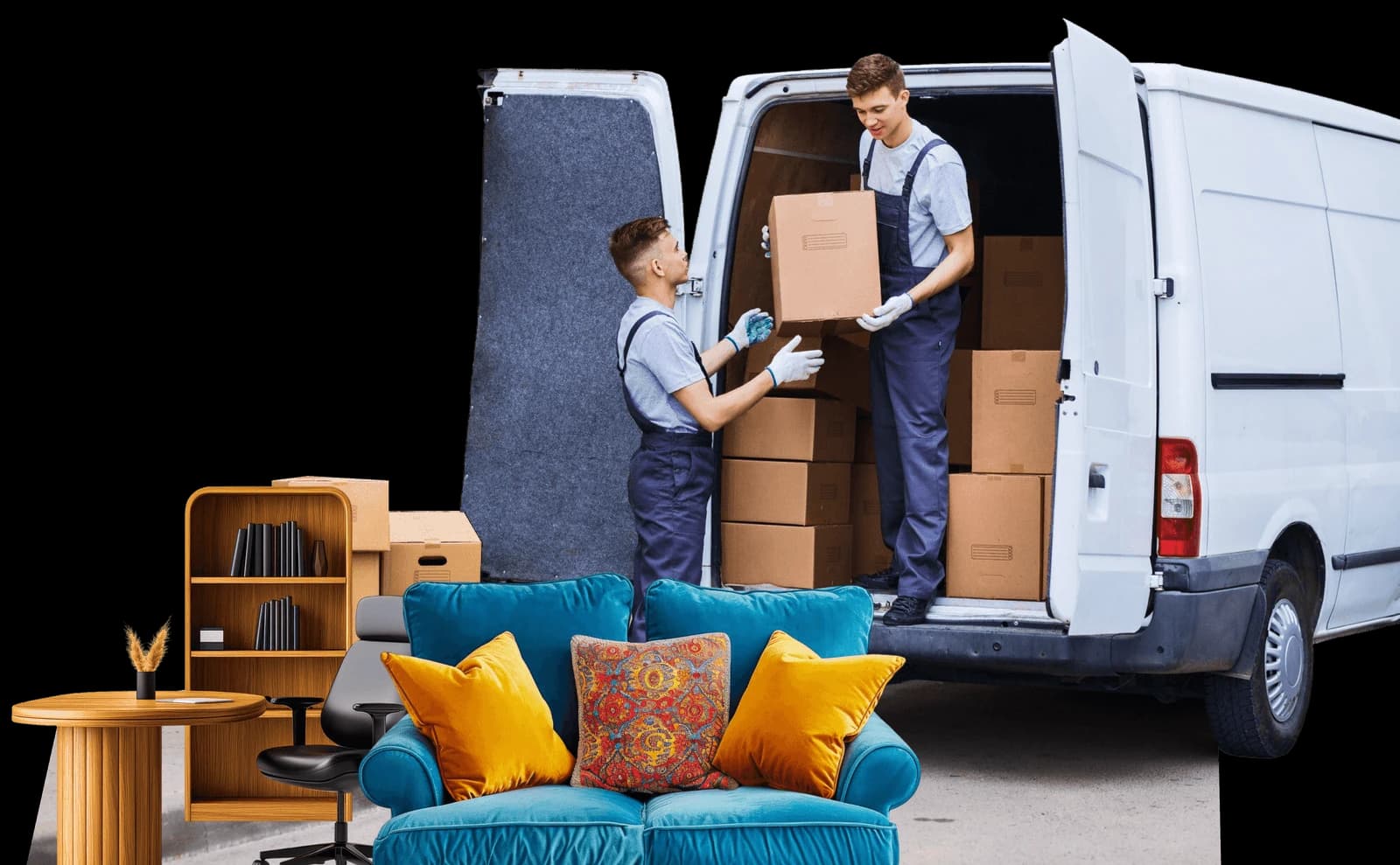 Giant Van crew carrying a 6-seater dining table into a London home during a table delivery job.