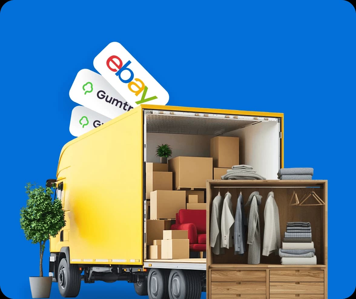 Giant Van collecting a wardrobe from an online marketplace seller for next day wardrobe delivery.